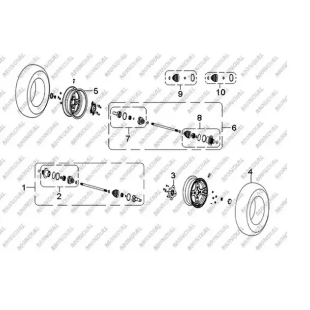 CF MOTO TERRALANDER 800 (4X4) (EFI) ARKA AKS RULMAN VE KORUK TAKIMI SOL #Y4CFM4004A0335