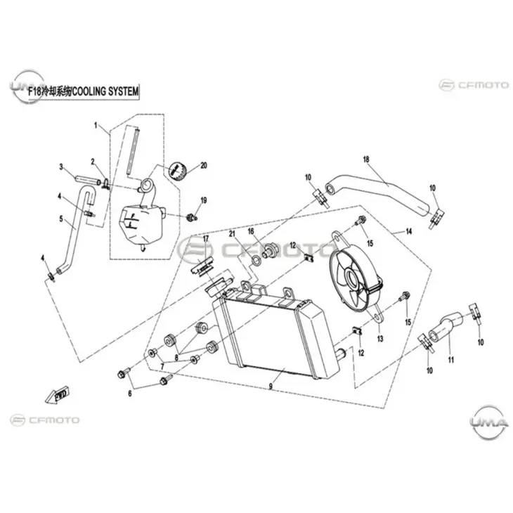 CF MOTO 150NK RADYATOR KOMPLE #Y4CFM4008B0193