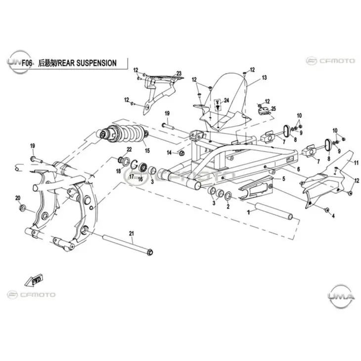 CF MOTO 650NK ARKA AMORTISOR #Y4CFM4011A0052