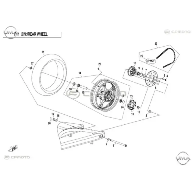 CF MOTO 650NK ZINCIR BAKLA KILIDI #Y4CFM4011A0054