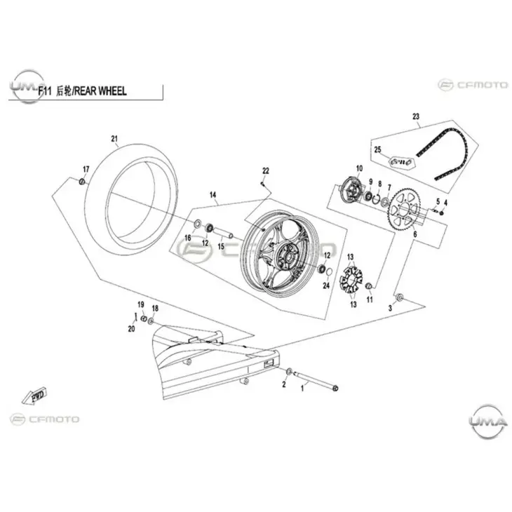 CF MOTO 650NK ZINCIR BAKLA KILIDI #Y4CFM4011A0054