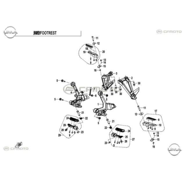 CF MOTO 250NK ON BASAMAK KOMPLE SAG #Y4CFM4012A0121