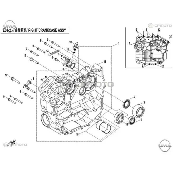 CF MOTO CF400ATR-L EPS (T3) KRANK KUTUSU SAG (MAVI) #Y4CFM4013A0021
