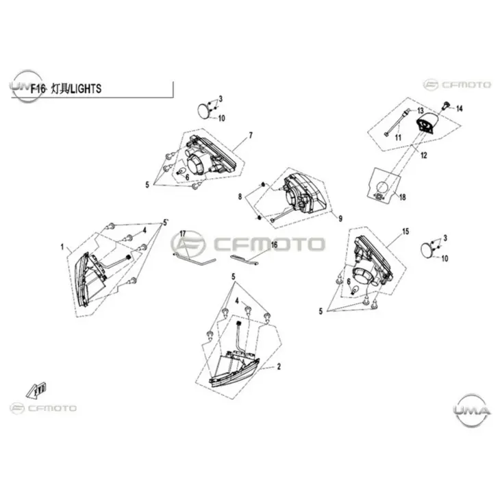 CF MOTO CF400ATR-L EPS (T3) ARKA STOP DEKORATIF #Y4CFM4013A0167