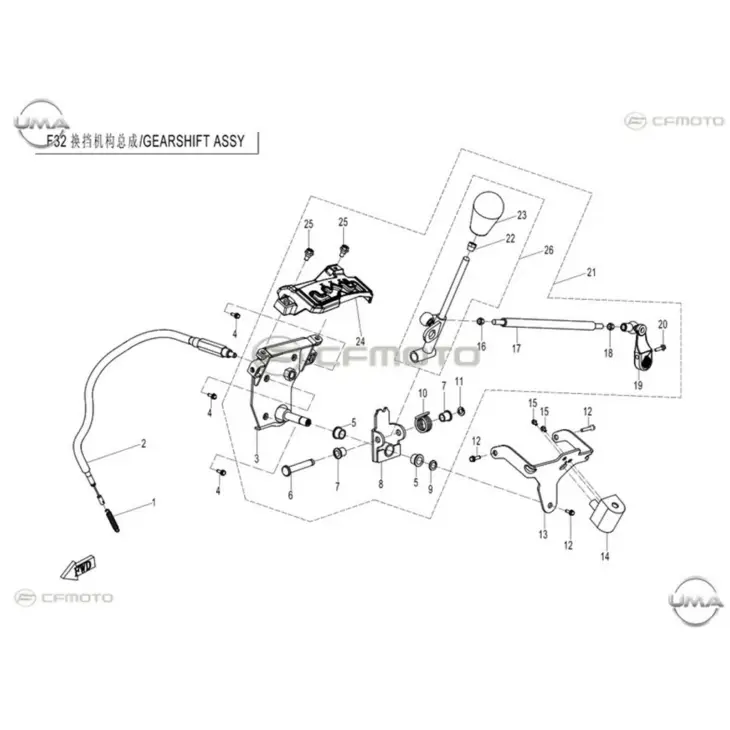 CF MOTO CF400ATR-L EPS (T3) VITES DEGISTIRME KOLU BAGLANTI BRAKETI #Y4CFM4013A0164