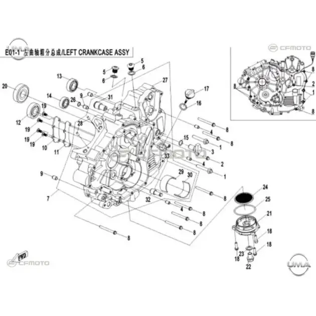 CF MOTO CF500ATR-A KRANK KUTUSU SOL A #Y4CFM4015A0082