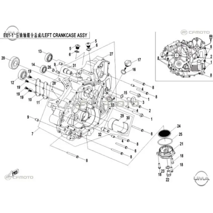 CF MOTO CF500ATR-A KRANK KUTUSU SOL A #Y4CFM4015A0082