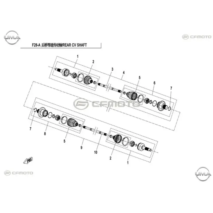 CF MOTO CFORCE 550 EPS (T3B) RULMAN VE KORUK TAKIMI SAG #Y4CFM4016A0337