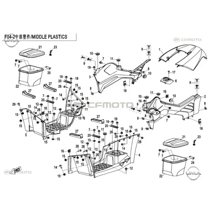 CF MOTO CF800ATR EPS (T3) VITES KOLU KORUMA PLASTIGI #Y4CFM4017A0159