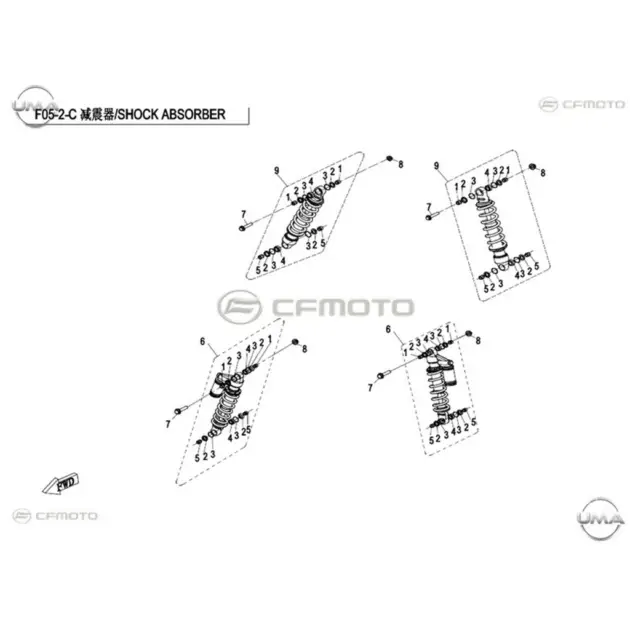 CF MOTO CFORCE 800 EPS (T3B) ON AMORTISOR KOMPLE #Y4CFM4018A0018