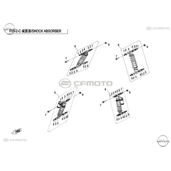CF MOTO CFORCE 800 EPS (T3B) ON AMORTISOR KOMPLE #Y4CFM4018A0018