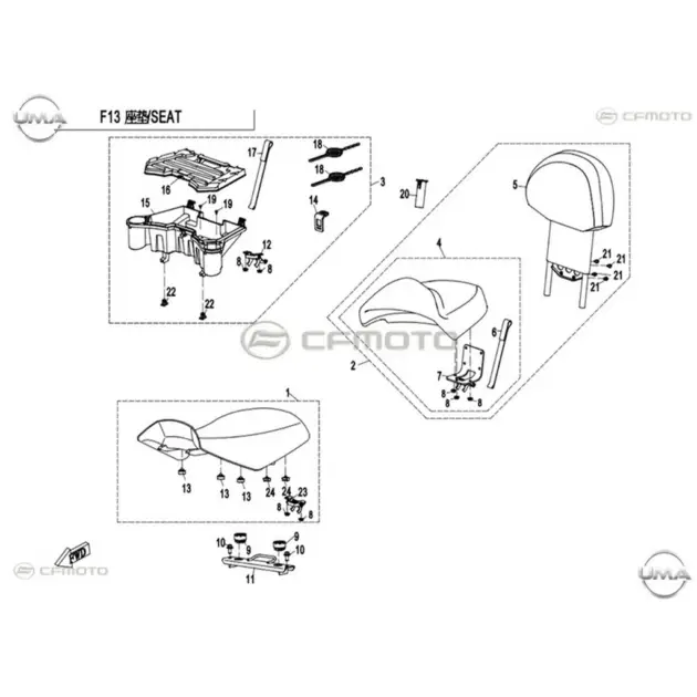 CF MOTO CFORCE 800 EPS (T3B) SELE KOMPLE (SIYAH) #Y4CFM4018A0017