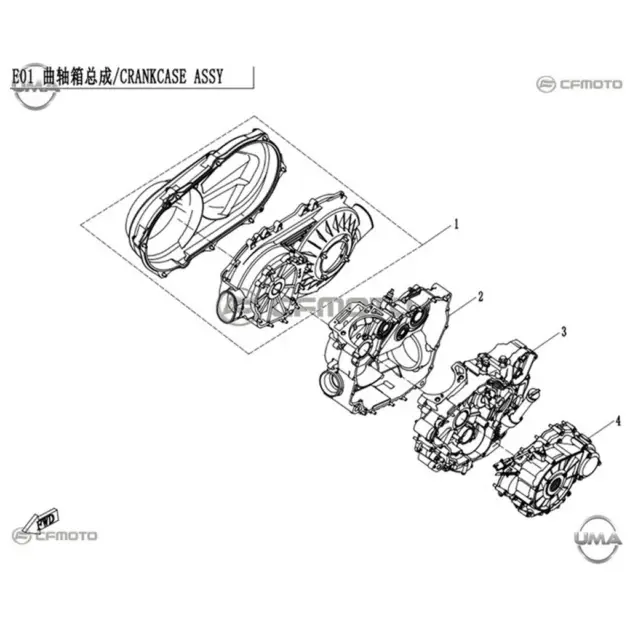 CF MOTO UFORCE 500 (T1B) KRANK KUTUSU SOL #Y4CFM4019A0021