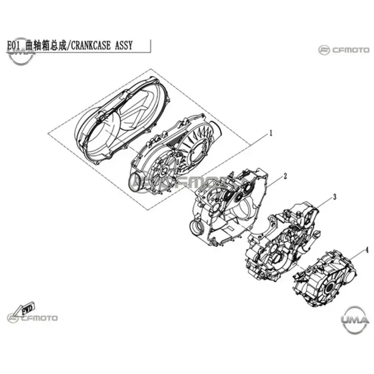 CF MOTO UFORCE 500 (T1B) KRANK KUTUSU SOL #Y4CFM4019A0021