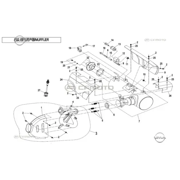 CF MOTO ZFORCE 500 (T1B) EGZOZ KOMPLE #Y4CFM4022A0007