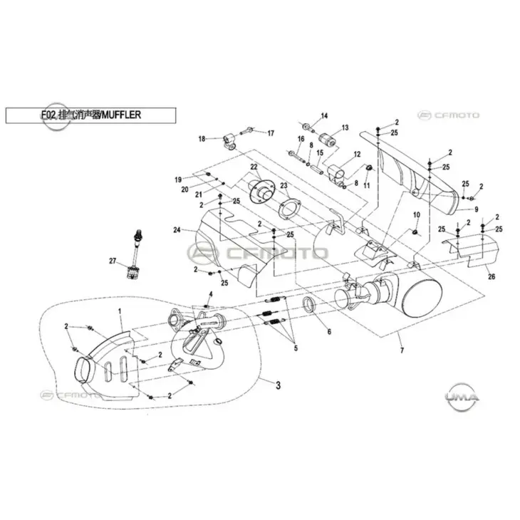 CF MOTO ZFORCE 500 (T1B) EGZOZ KOMPLE #Y4CFM4022A0007