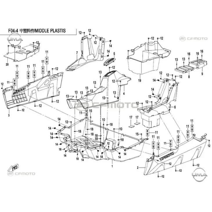 CF MOTO ZFORCE 500 (T1B) EL FREN KOLU KONSOLU #Y4CFM4022A0029