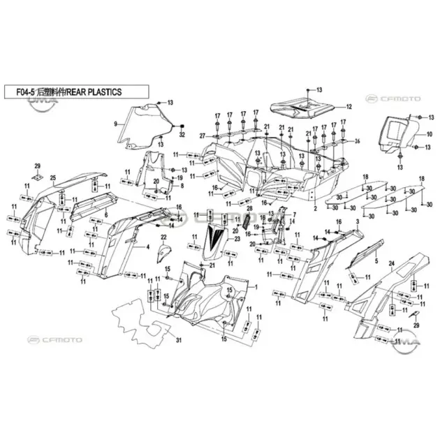 CF MOTO ZFORCE 500 (T1B) SELE ALTI YAN KARENAJ SOL ALT KAPAK #Y4CFM4022A0030
