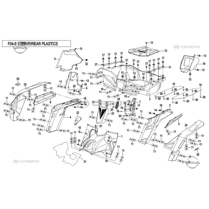 CF MOTO ZFORCE 500 (T1B) SELE ALTI YAN KARENAJ SOL ALT KAPAK #Y4CFM4022A0030