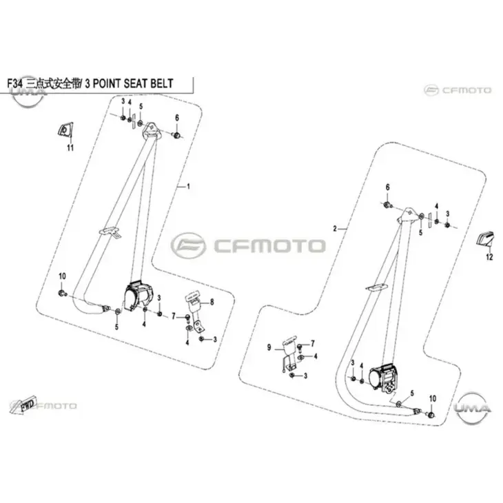 CF MOTO ZFORCE 500 (T1B) EMNIYET KEMERI SOL #Y4CFM4022A0101