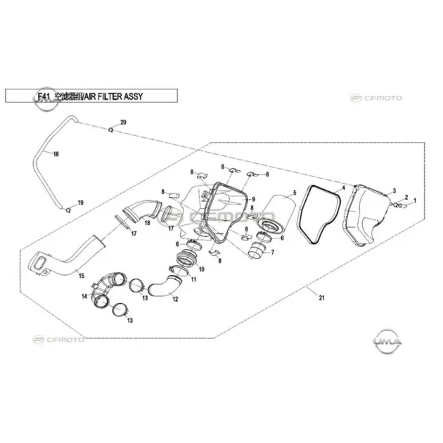 CF MOTO ZFORCE 500 (T1B) HAVA FILTRESI KOMPLE #Y4CFM4022A0105