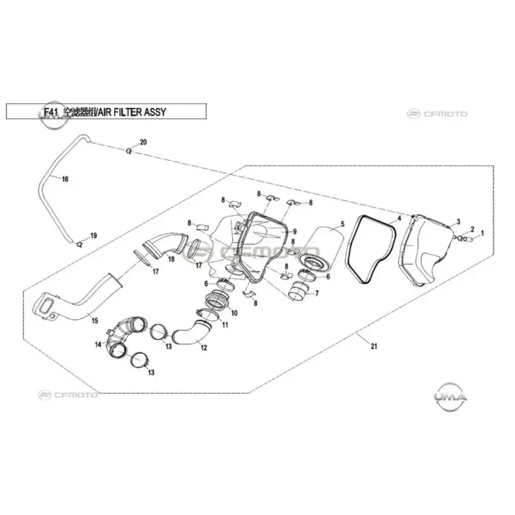 CF MOTO ZFORCE 500 (T1B) HAVA FILTRESI KOMPLE #Y4CFM4022A0105
