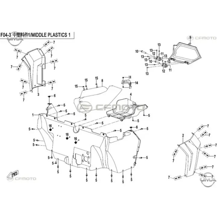 CF MOTO ZFORCE 800 EX EPS (T1B) ON PANEL SAG DIS (SIYAH) #Y4CFM4023A0009