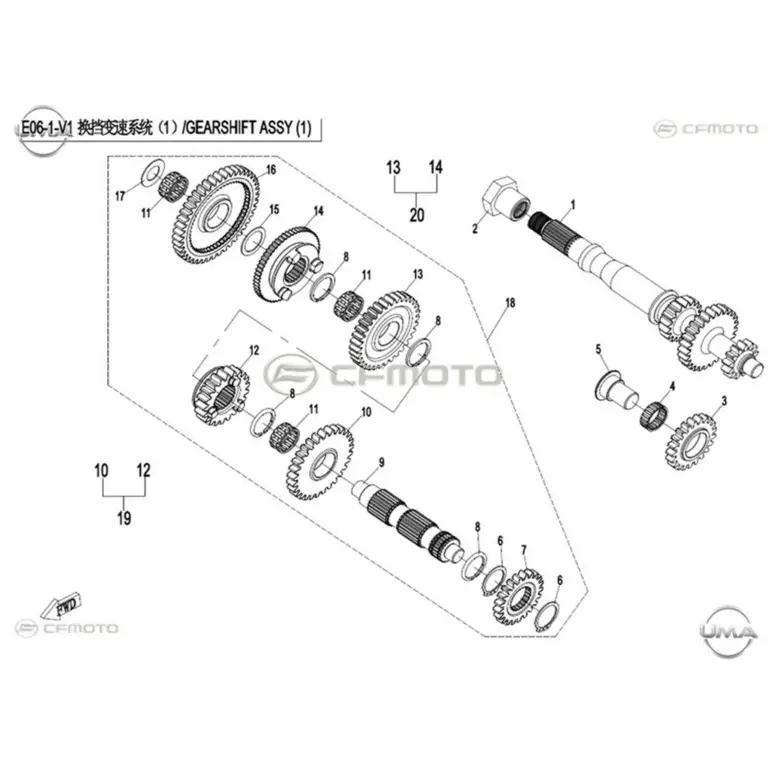 CF MOTO ZFORCE 800 EX EPS (T1B) GERI VITES DISLISI #Y4CFM4024A0011