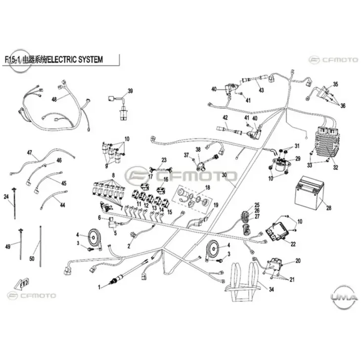 CF MOTO ZFORCE 800 EX EPS (T1B) ELEKTRIK TESISATI KOMPLE #Y4CFM4024A0048