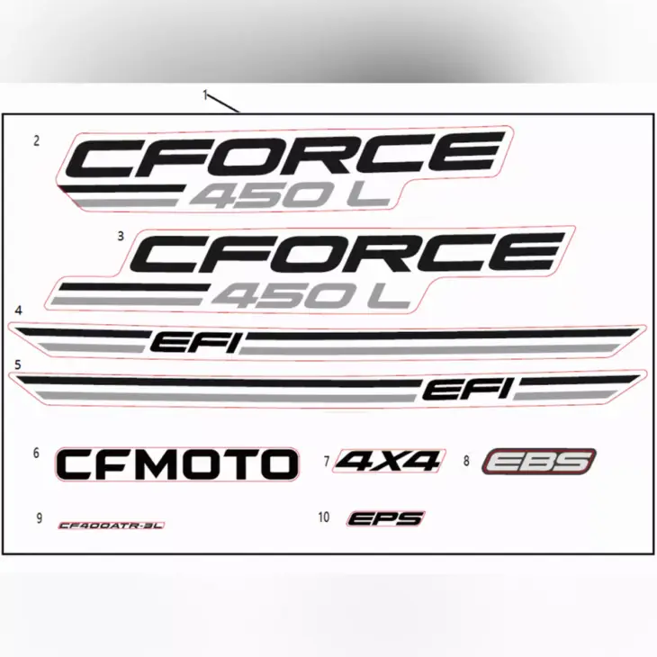 CF MOTO CFORCE 450L (CF400ATR-3L) (T3B) ETIKET SETI KOMPLE (TURUNCU) #Y4CFM4042A0111