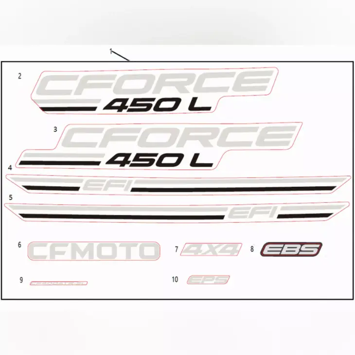 CF MOTO CFORCE 450L (CF400ATR-3L) (T3B) ETIKET SETI KOMPLE (YESIL) #Y4CFM4042A0112